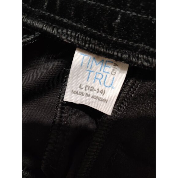 Time and Tru Pants Womens L Black Velour Lounge Pull On Wide Leg Stretch Pockets - Picture 9 of 9